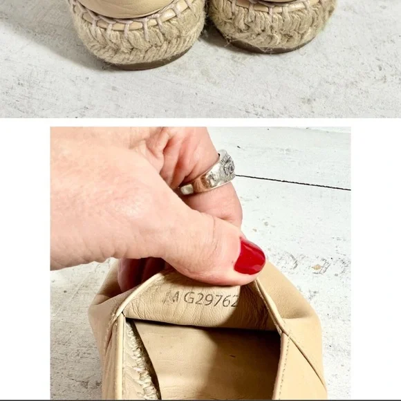 Chanel Lambskin Leather Cap Toe Espadrilles Loafer Flat Beige/Black Women's 37 - Picture 6 of 9